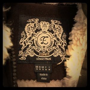 Esprit Fur-Lined Vegan Suede Jacket